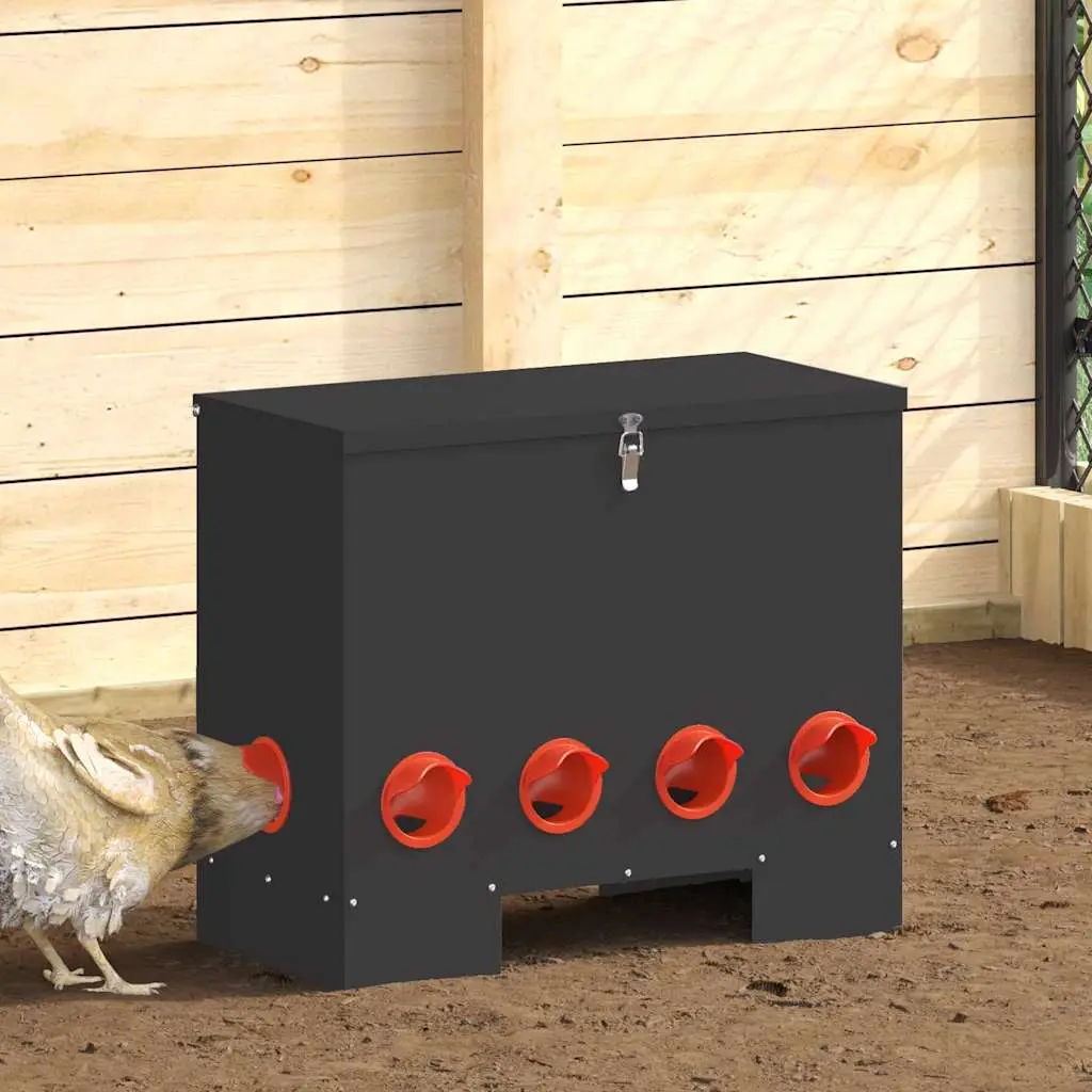 Lot de 2 Mangeoires Acier Poule XXL 25kg Noir – ComfortXL Outdoor Living