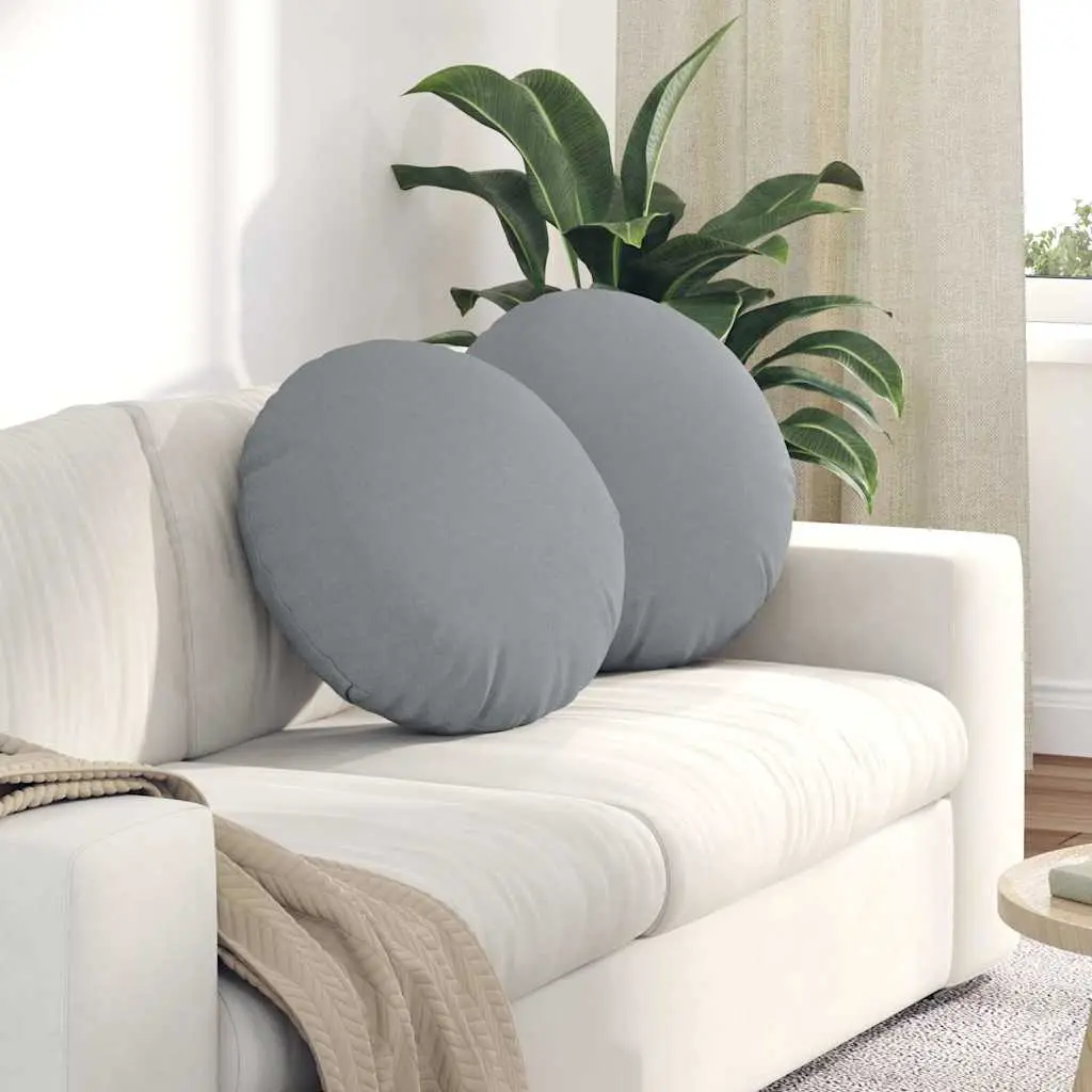 Lot de 2 Grands Coussins de Sol Ronds en Tissu Déhoussables pour Salon Gris Clair Ø 50 cm – ComfortXL Outdoor Living