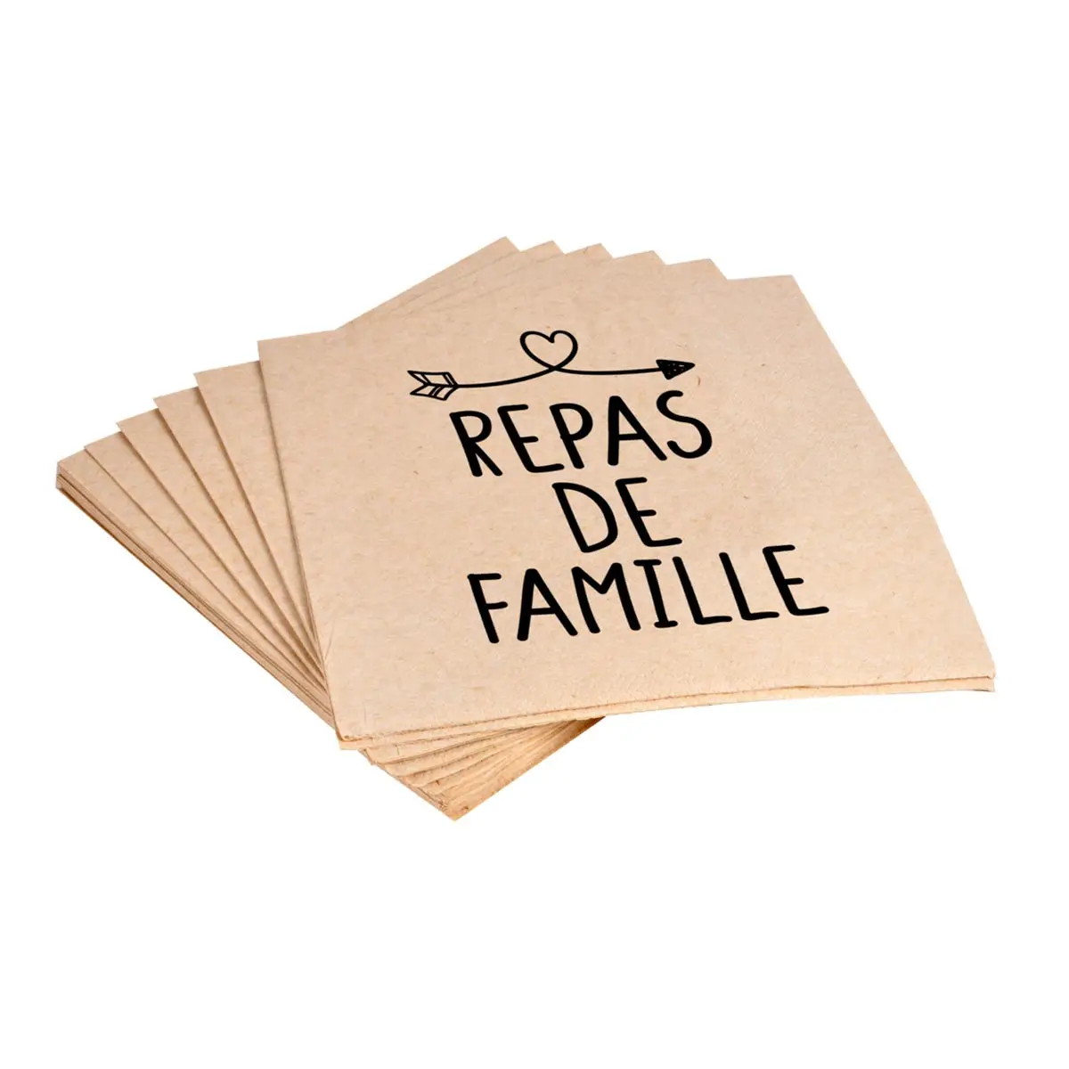 Lot de 20 Serviettes en Pulpe de Bambou «Repas de Famille» 33x33cm Naturel