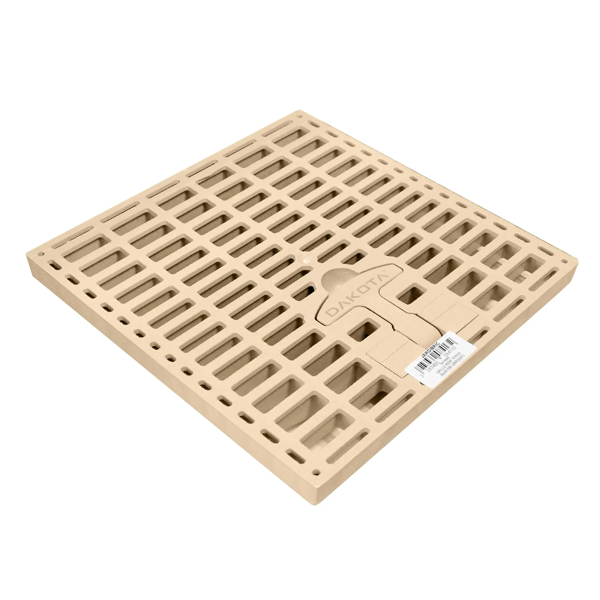 Grille de Regard Jardibric d’évacuation des eaux pluviales en polypropylène renforcé Sable 38 x 38 cm pour regard de 40 x 40 cm