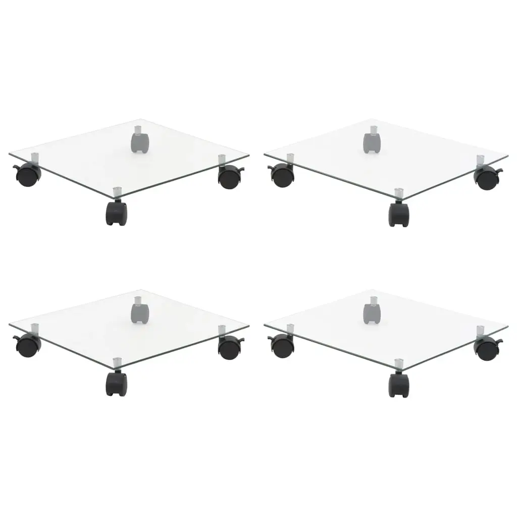 Lot de 4 Supports Roulants pour Plantes Verre Trempé Roulettes 360° pour Pots Lourds Carré 35×35 cm – ComfortXL Outdoor Living