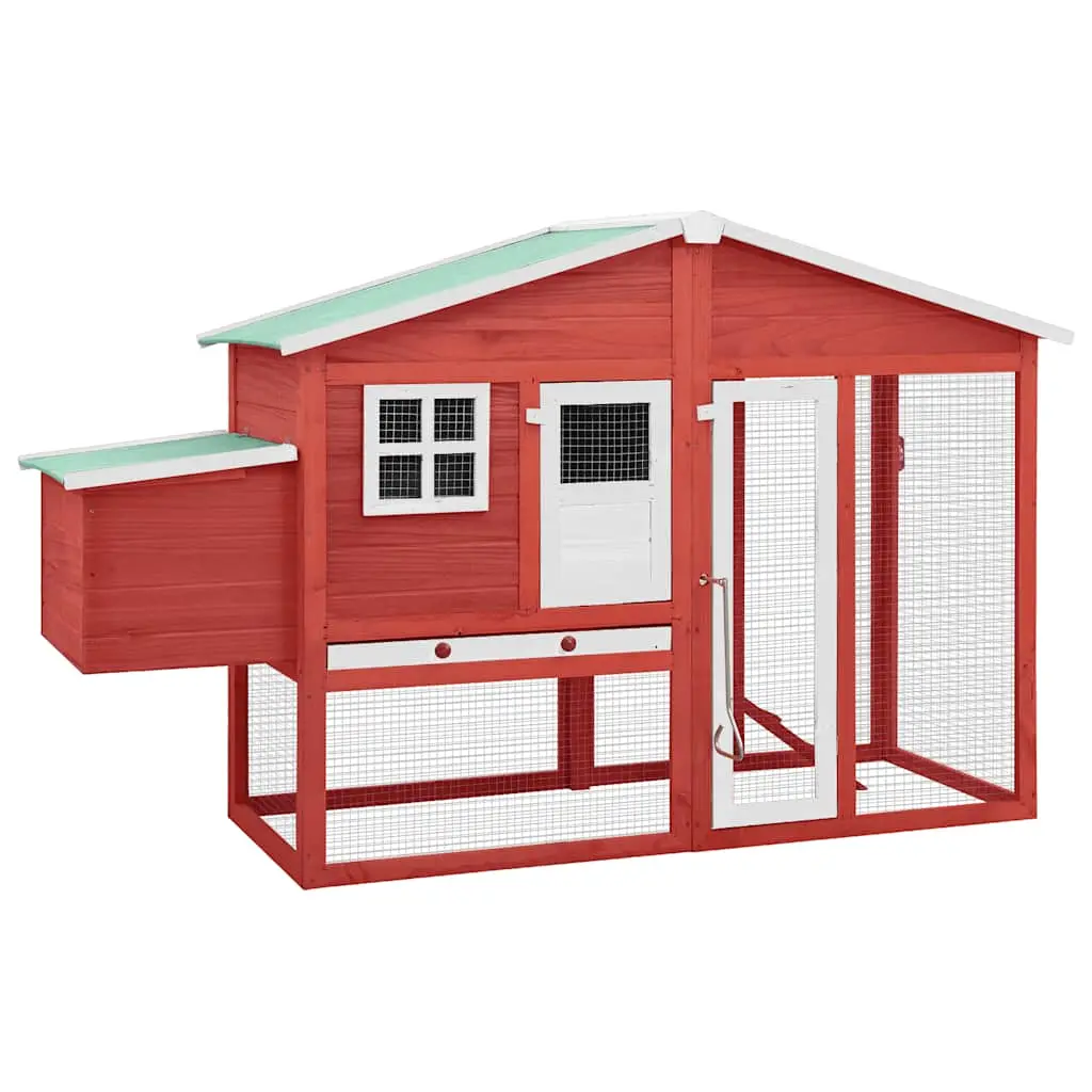 Grand poulailler bois de sapin avec nichoir et parc extérieur Rouge – ComfortXL Outdoor Living
