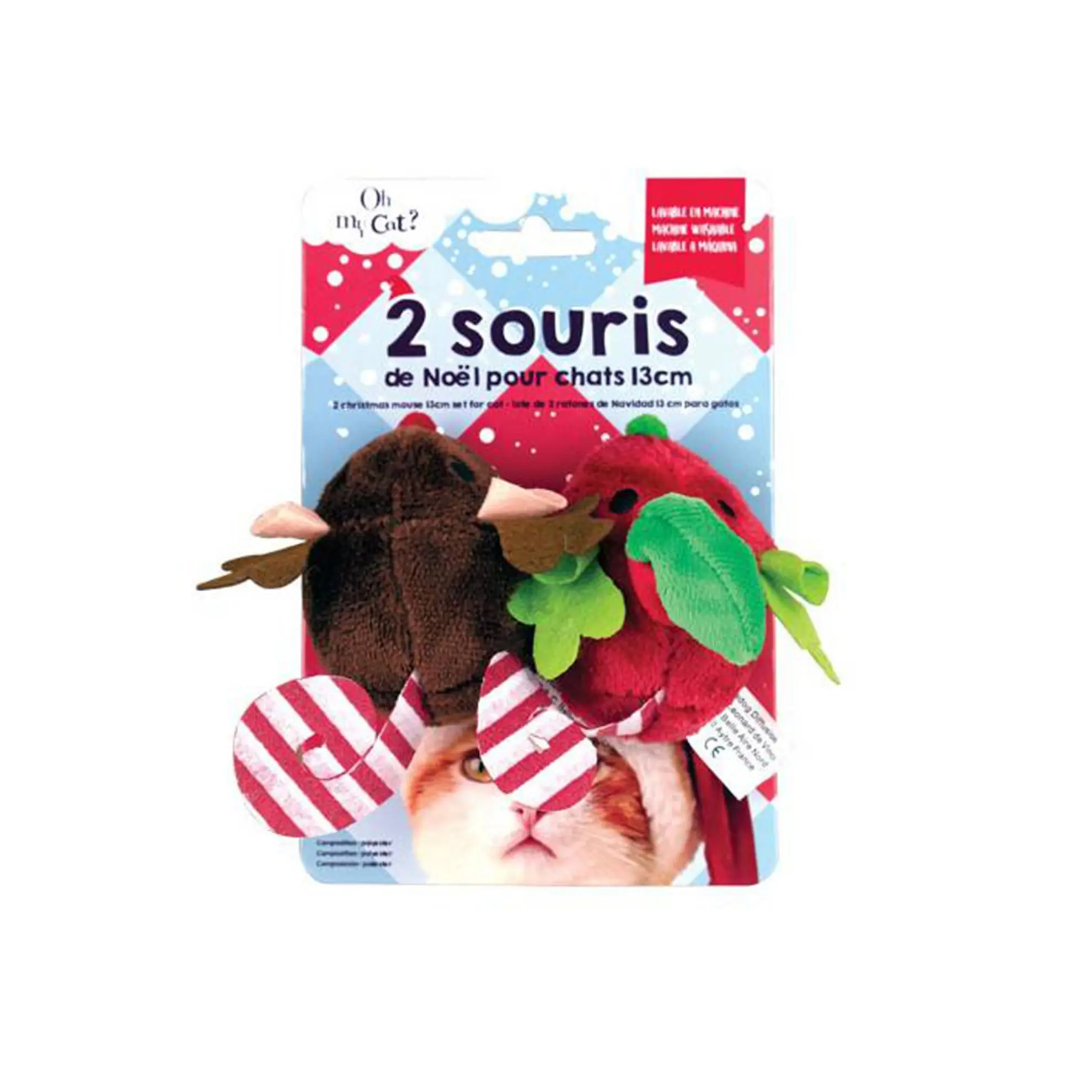 Lot de 2 souris de Noël pour chat OH MY CAT