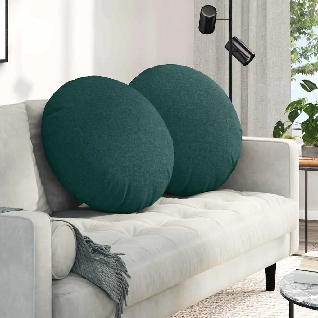 Lot de 2 Grands Coussins de Sol Ronds Tissu Décoratif Lavable pour Salon Vert Foncé Ø 60 x 21 cm – ComfortXL Outdoor Living
