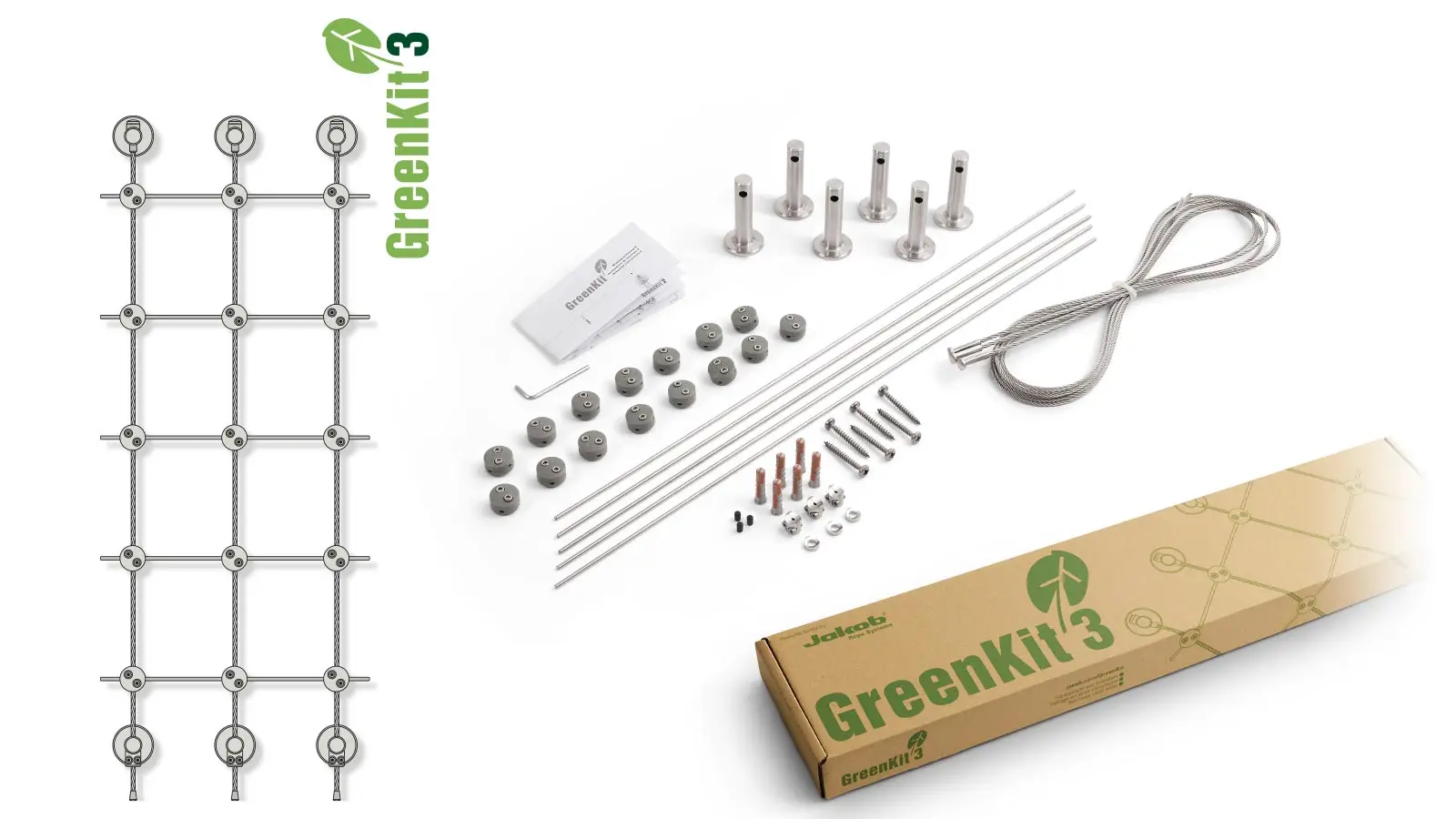Greenkit 3 Support plantes grimpantes treillis acier inoxydable 660 X 2000mm Jakob Rope Systems
