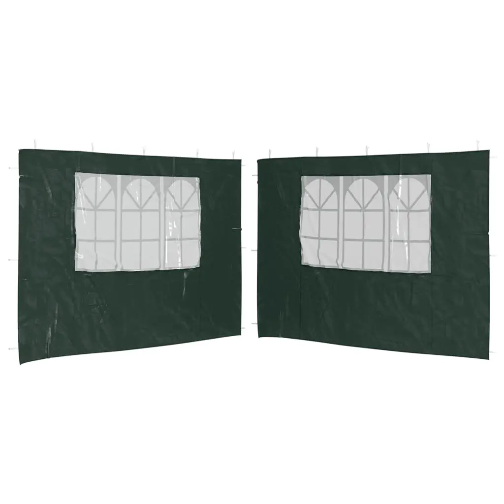 Lot de 2 Parois de tente de réception – Accessoire Tonnelle – Accessoire Barnum avec fenêtre PE Vert – MEUBLE PRO