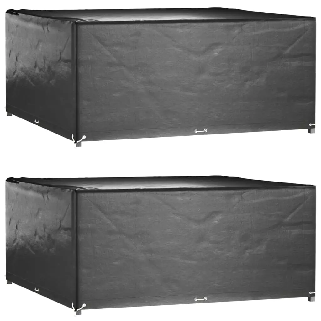 Lot de 2 Housses Carrées Imperméables PE pour Ensemble de Jardin Protection Anti-UV Noir 300x300x75 cm – ComfortXL Outdoor Living