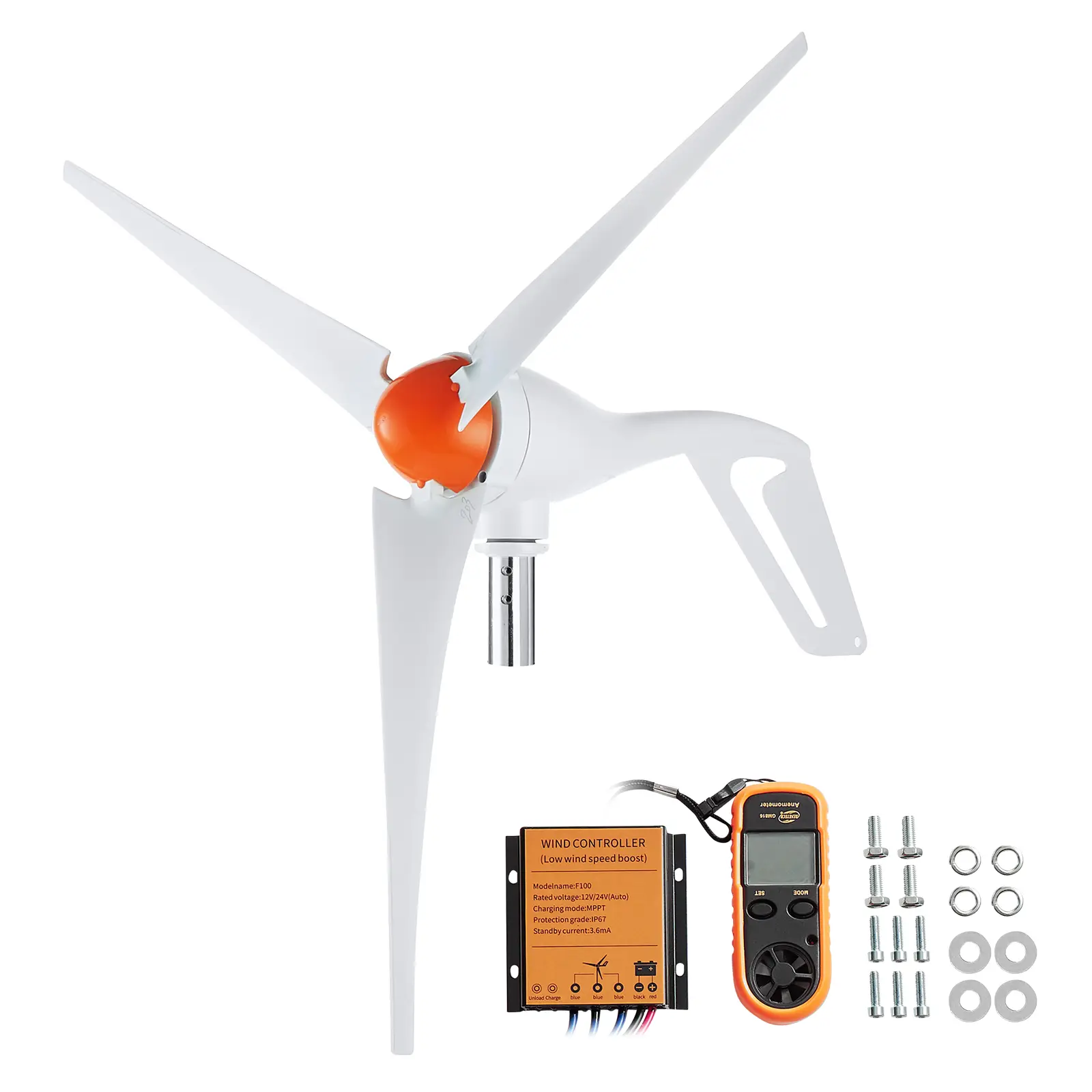 VEVOR 500W éolienne générateur 12V 3 pales éolienne Kit avec anémomètre