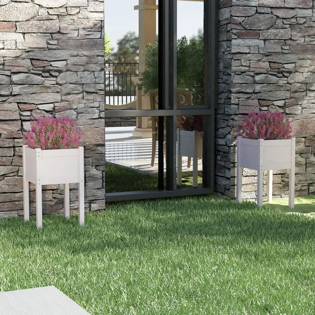 Lot de 2 Jardiniere plastique Aaron Logan Blanc 40 X 40 X 70 cm – P87209B