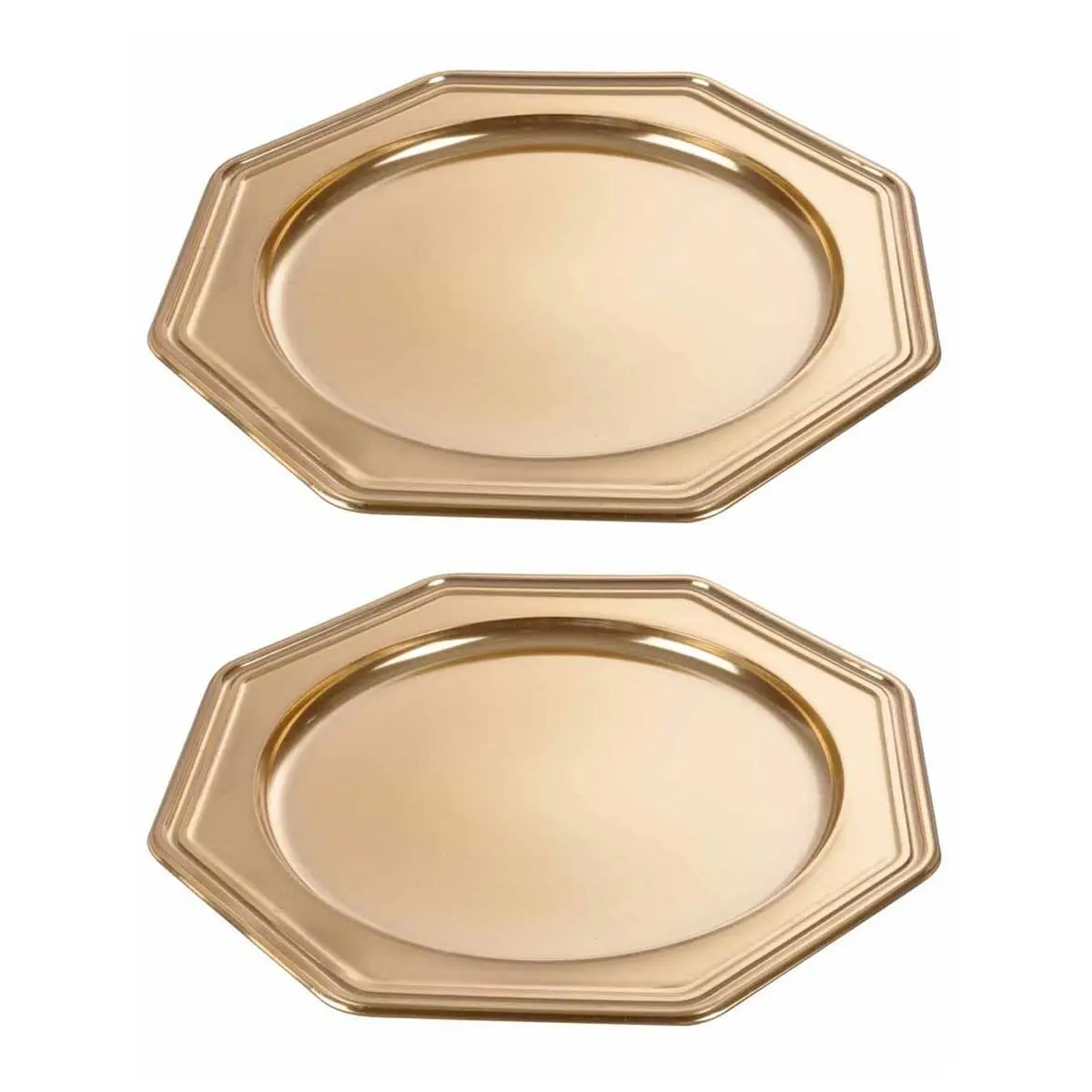 Lot de 2 Plateaux Déco «Octogonaux» 30cm Or