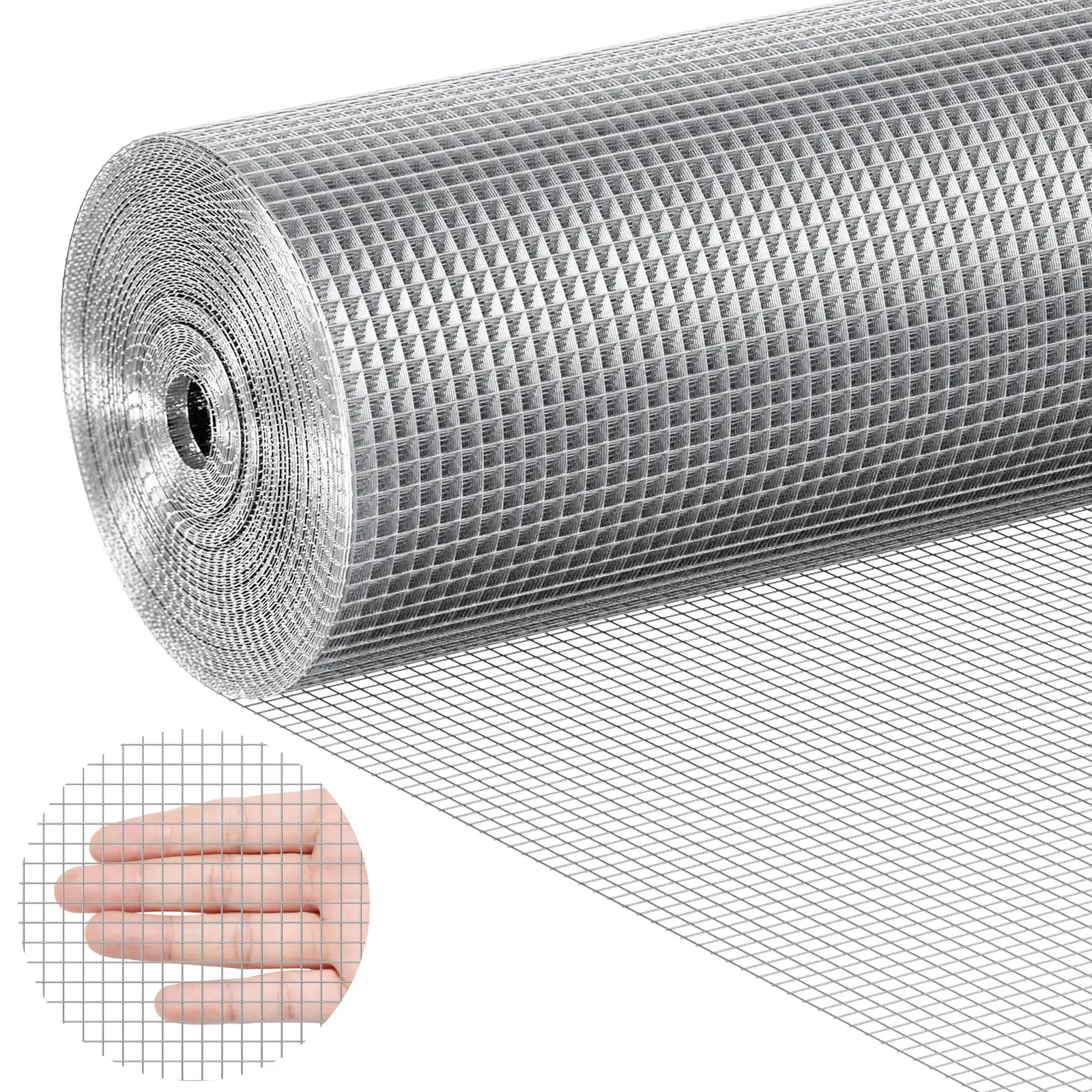 VEVOR Grillage métallique galvanisé 1.22×30.48m, maille 6.35×6.35mm, pour clôture/cage à lapins/jardin.