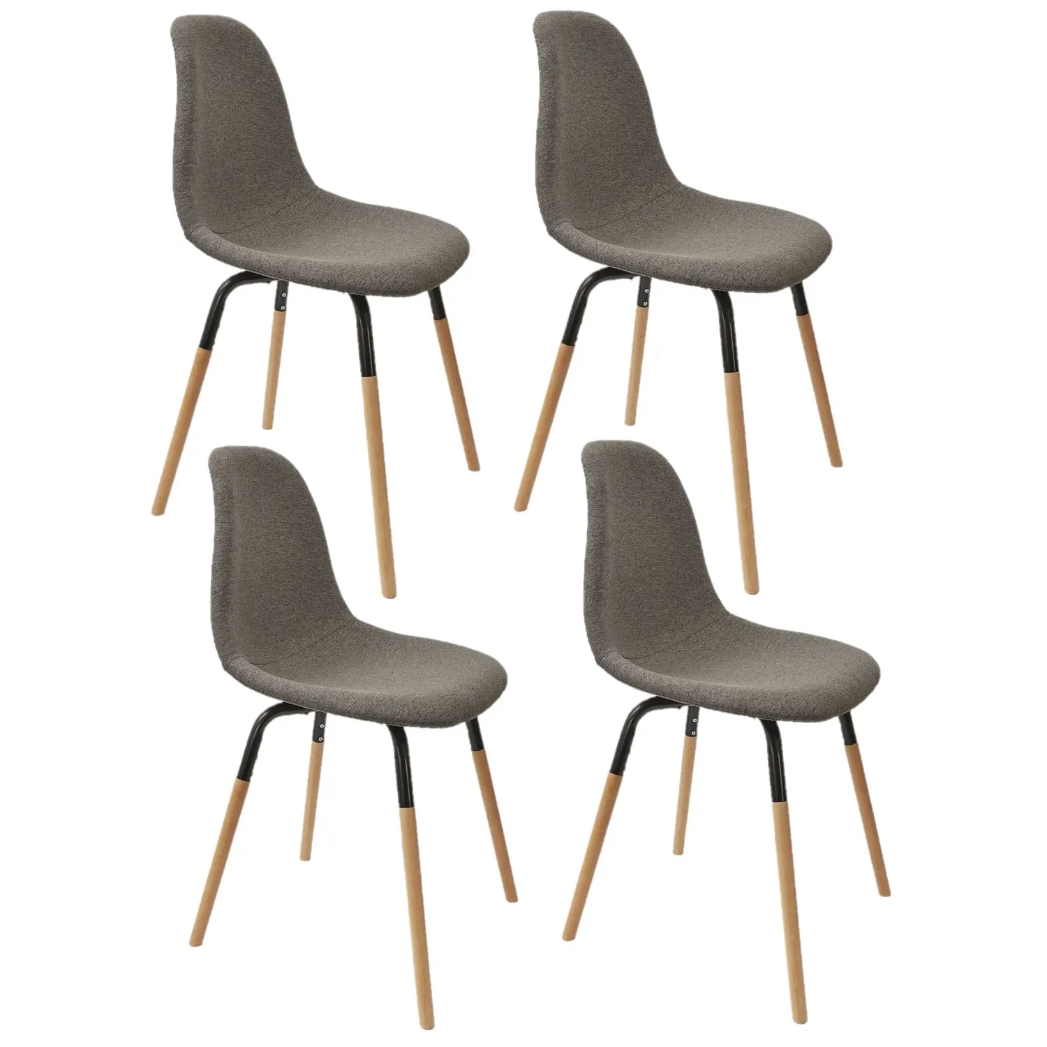 Lot de 4 Chaises scandinave Phenix en tissu et métal – Gris – Toilinux