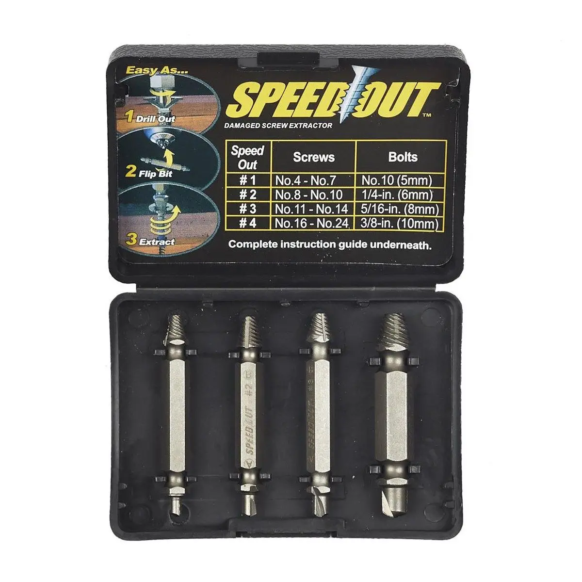 Lot de 4 Extracteurs de Vis «Speed» 20cm Argent