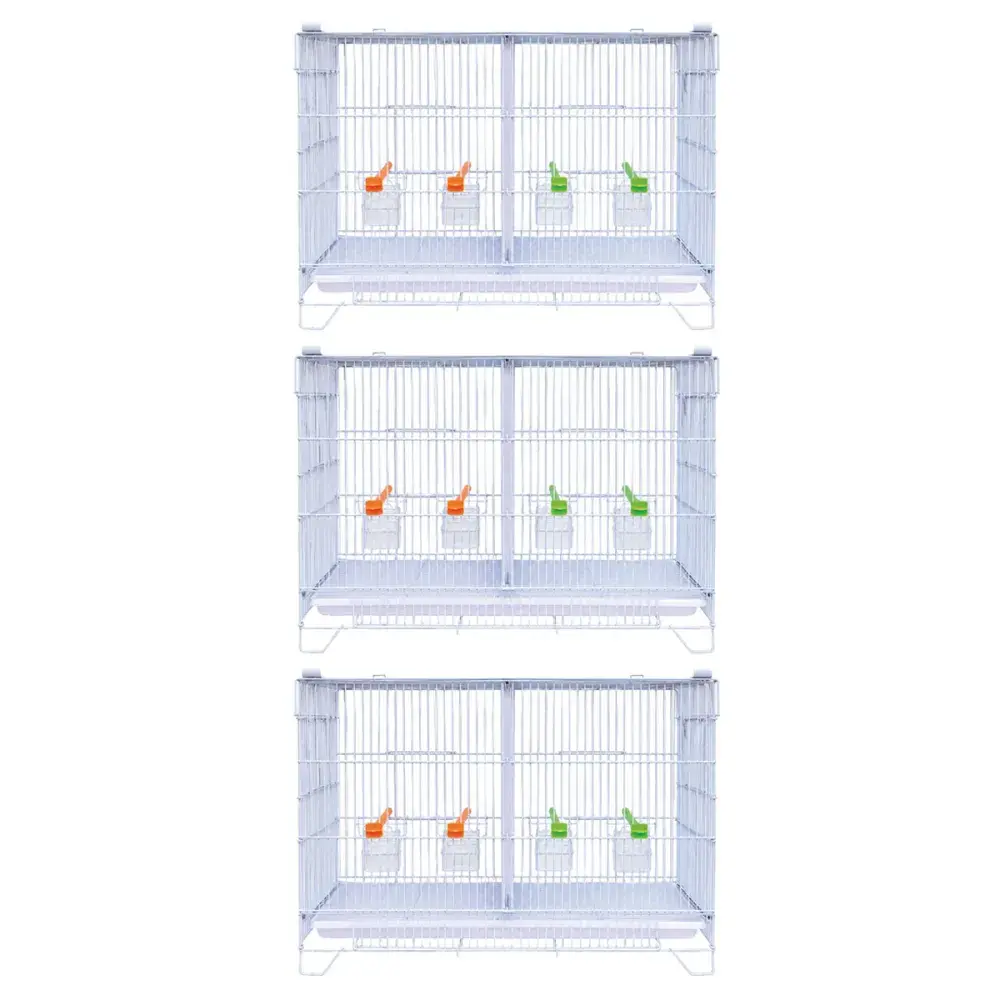 Lot de 3 cages d’élevage oiseaux équipées et superposables avec clips