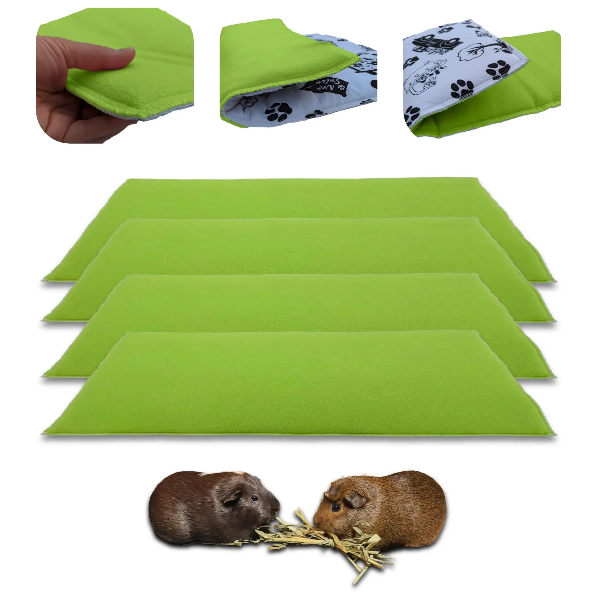 Lot de 4 – Tapis pour Cochon d’inde et Lapin en Polaire 70 x 35 cm – Polaire Absorbant, Lavable en Machine, Economique – Neo Solvo
