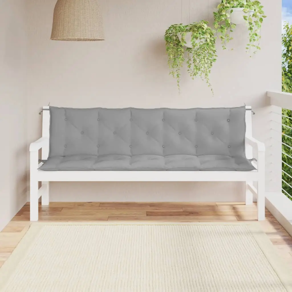 Lot de 2 Galettes de Banc Jardin Tissu Oxford Déperlant Confortable pour Terrasse Gris 180x50cm – ComfortXL Outdoor Living