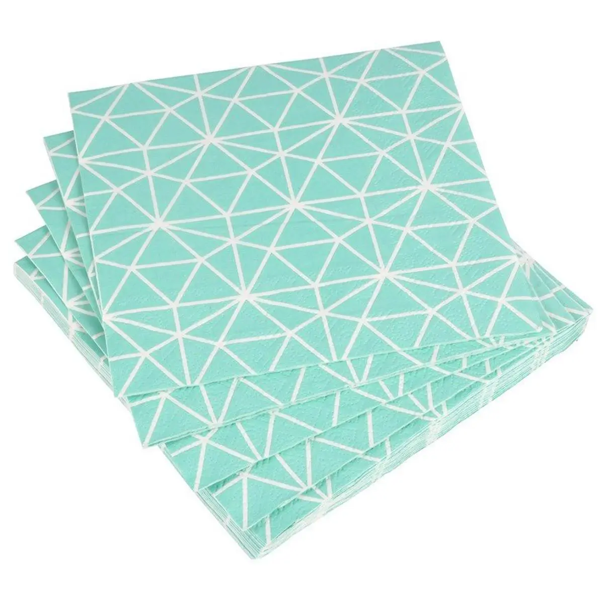 Lot de 20 Serviettes en Papier «Géométrie» 33x33cm Menthe