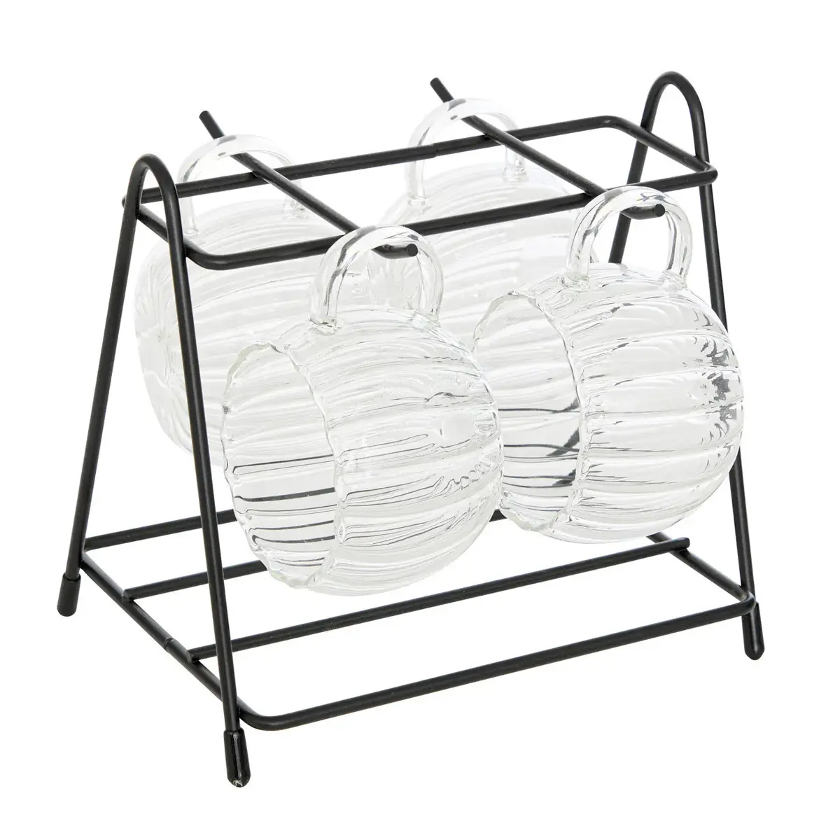 Lot de 4 Tasses à Café sur Rack «Pumpkin» 18cl Transparent