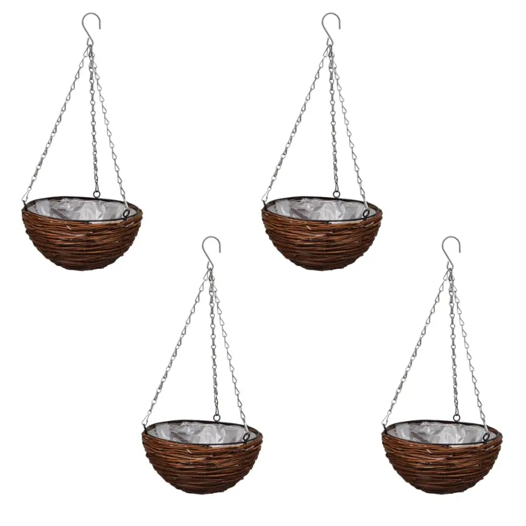 Lot de 4 Paniers Supsendus en Saule avec Fonds et Chaine Pendante vidaXL 140915