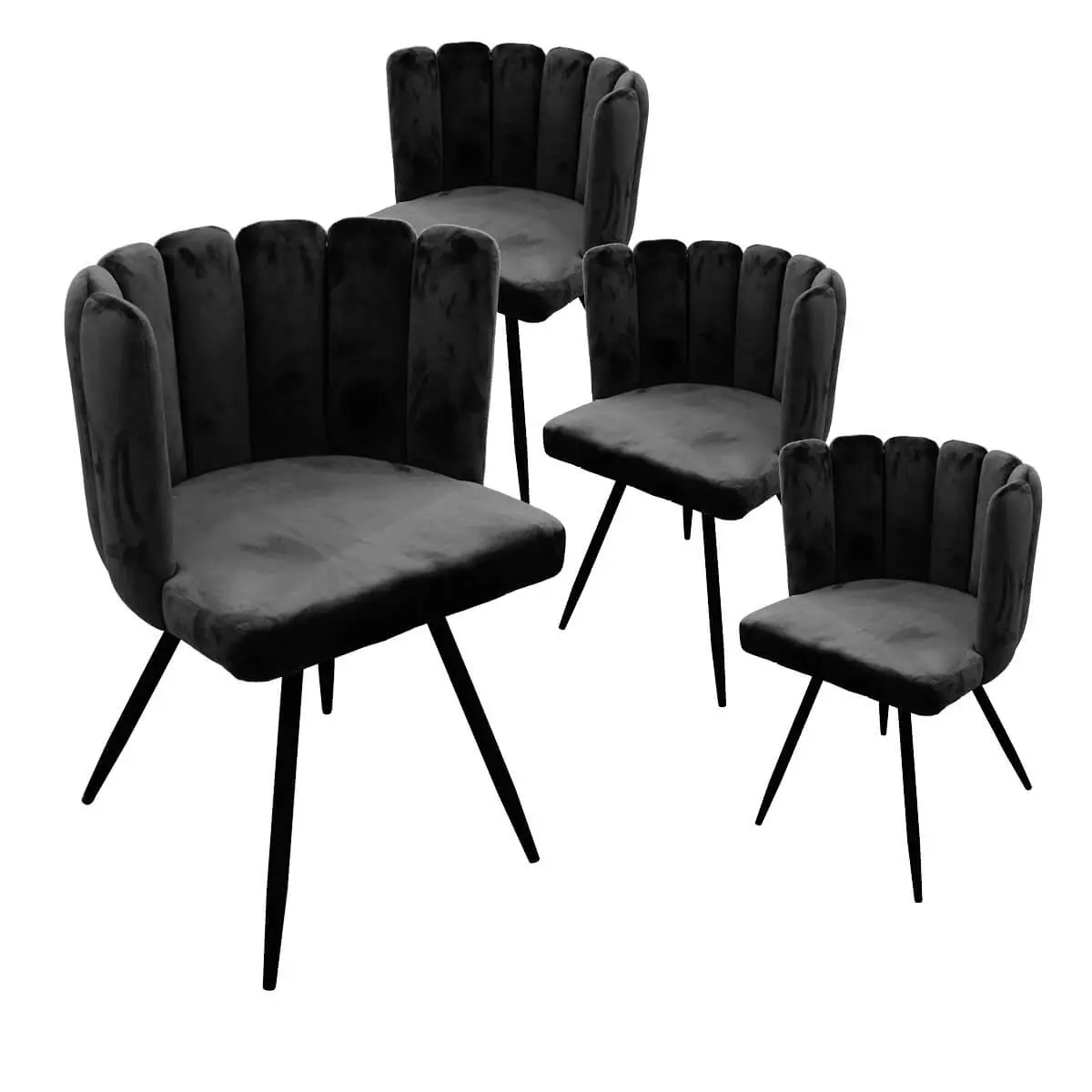 Lot de 4 Chaises Velours Noir – CHARLOTTE