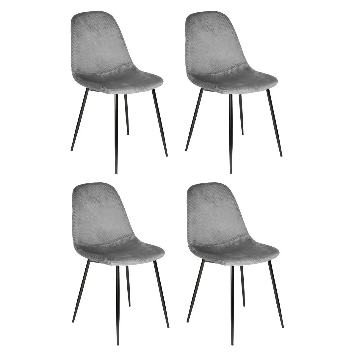 Lot de 4 Chaises Velours «Giulia» 85cm Gris