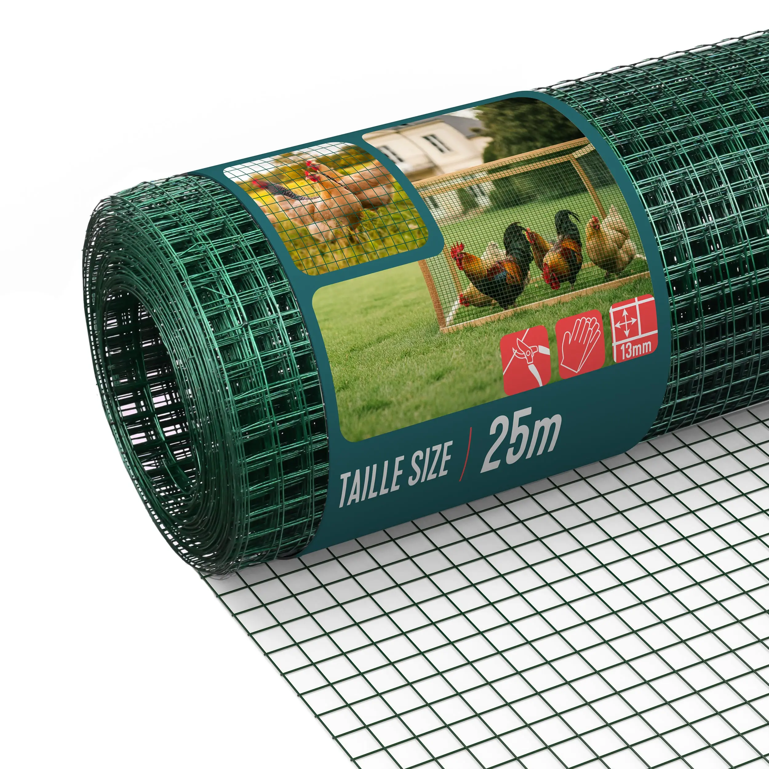 Grillage soudé plastifié PVC rouleau 0.5x25m vert