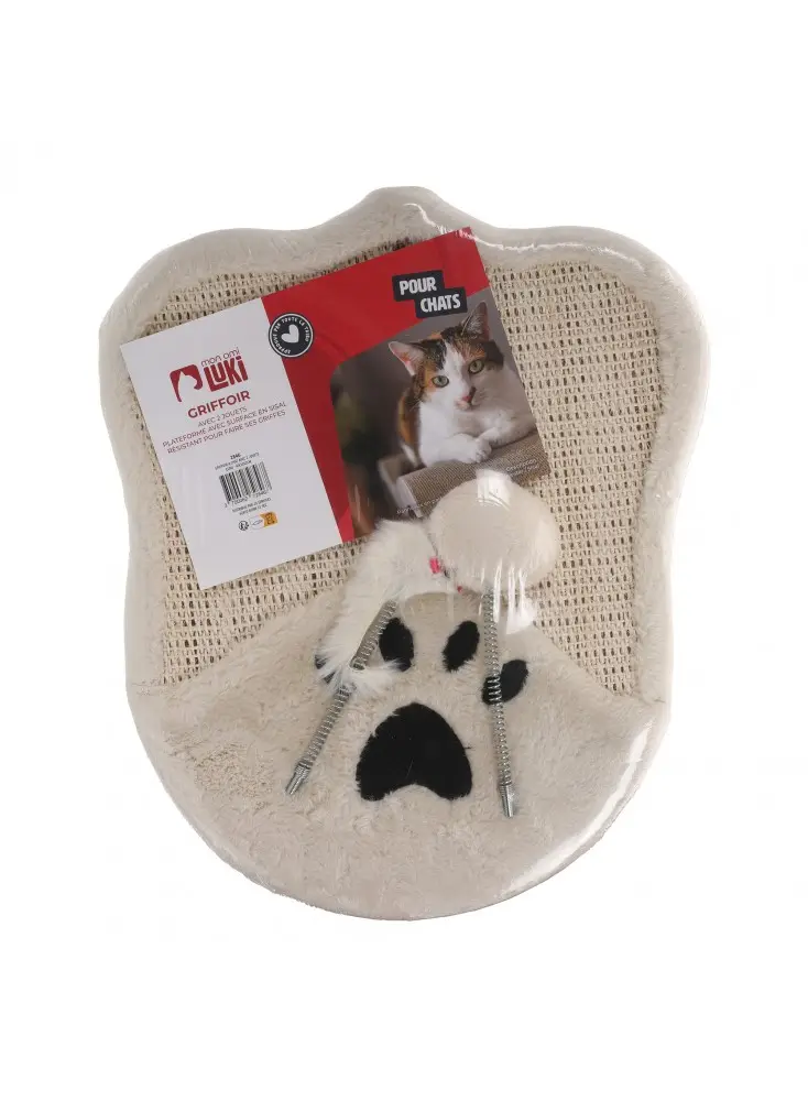 Griffoir a chat avec 2 jouets Ecru
