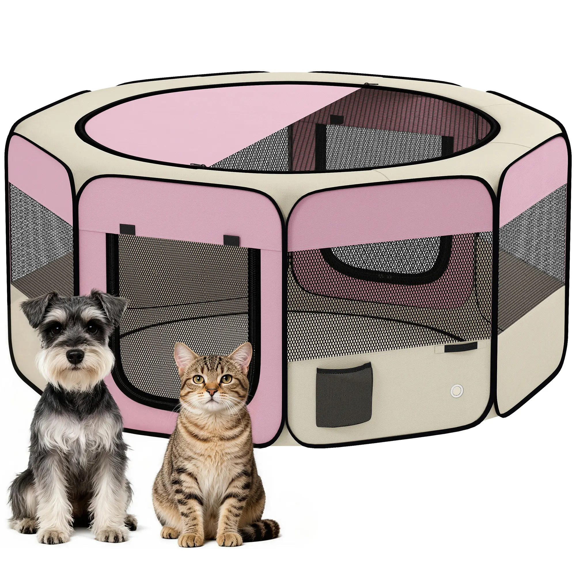 Grand Parc Pliable pour Animaux Tissu Oxford Portable pour Chien et Chat Imperméable Pop