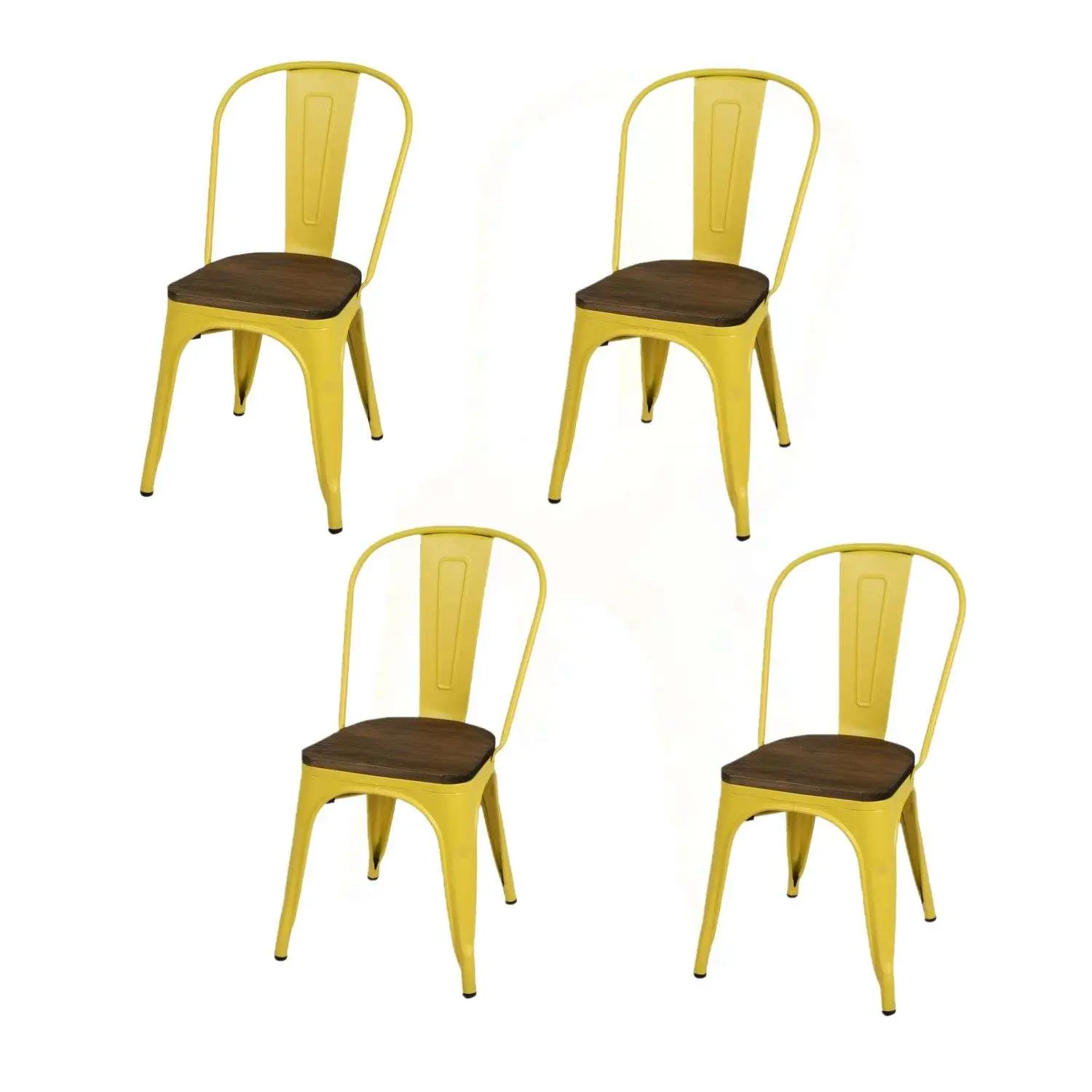 Lot de 4 chaises vintage Liv H84 cm – Jaune – Urban Living