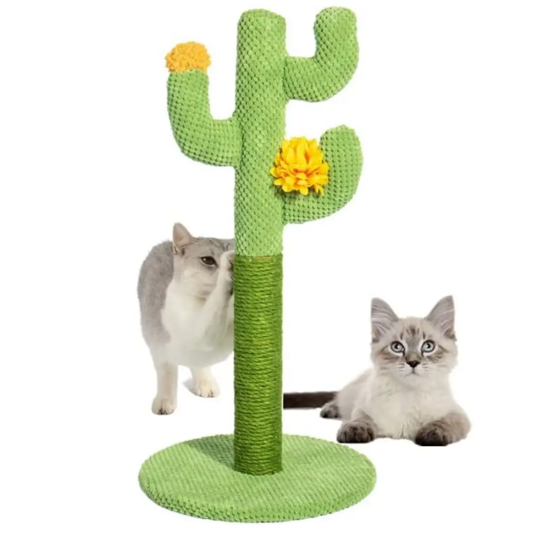 Griffoir en forme de cactus en jute pour chat, hauteur 60 cm, couleur verte, facile à installer Lytech