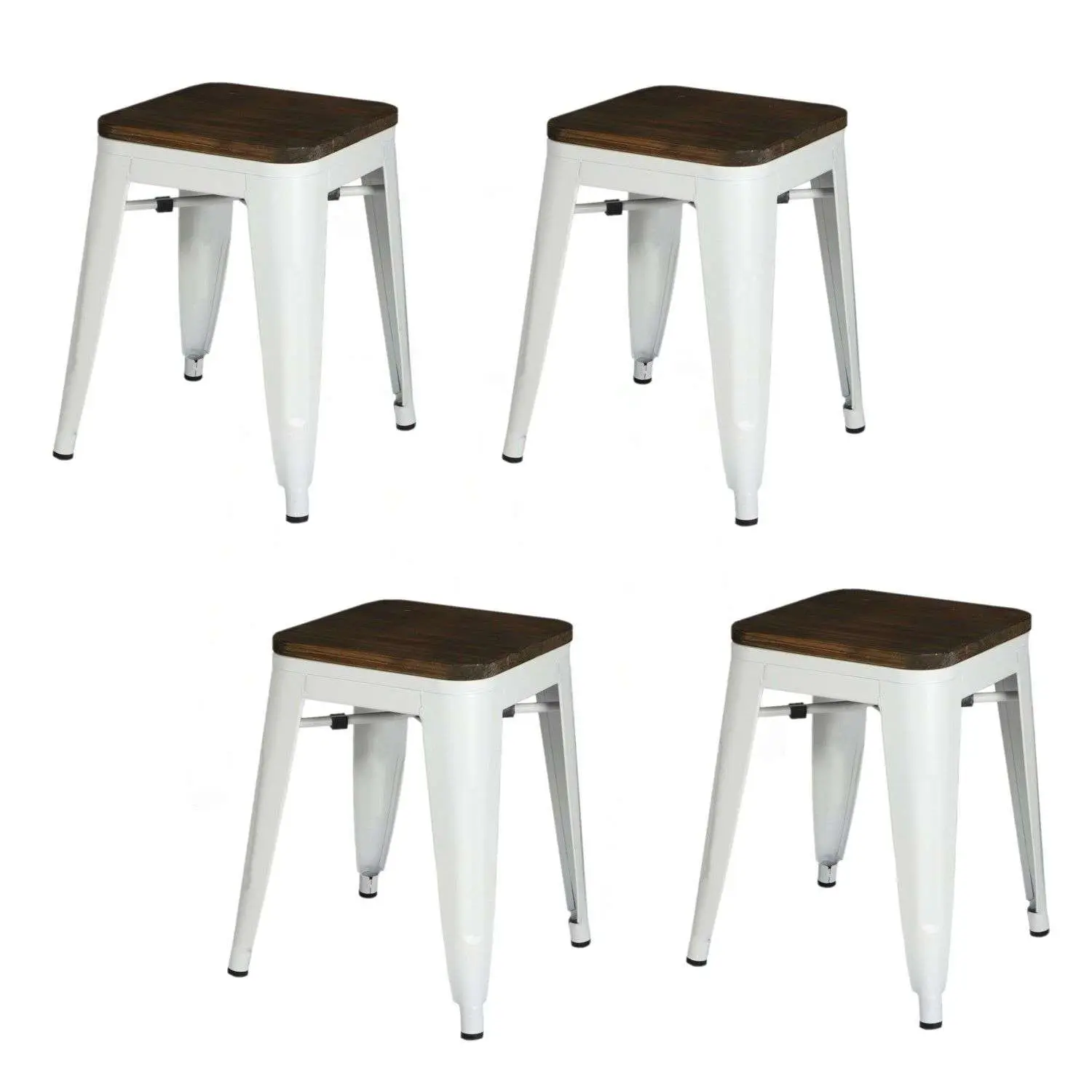 Lot de 4 tabourets vintage Liv H46 cm – Blanc mat – Urban Living