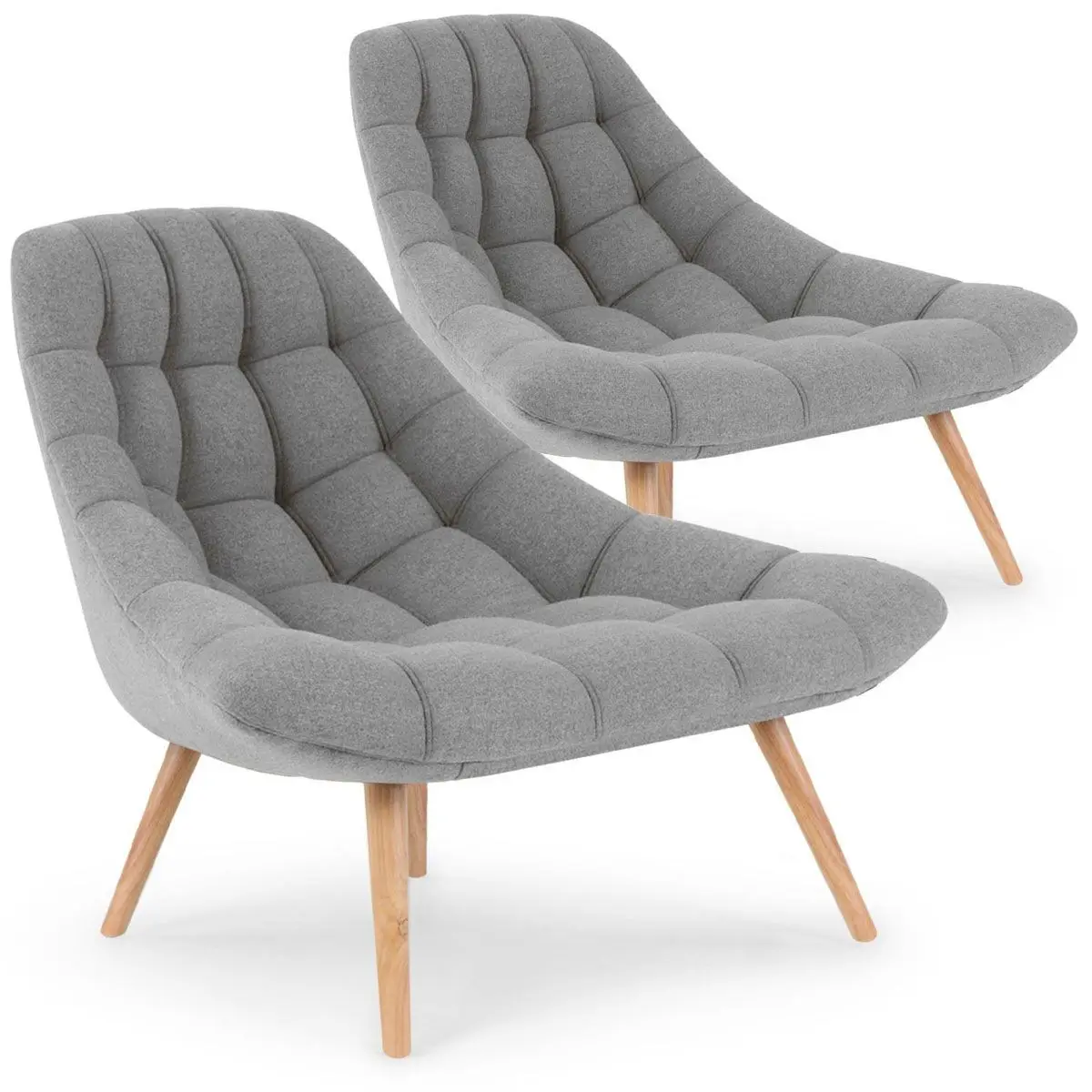 Lot de 2 Fauteuils Scandinaves «Johan» 102cm Gris