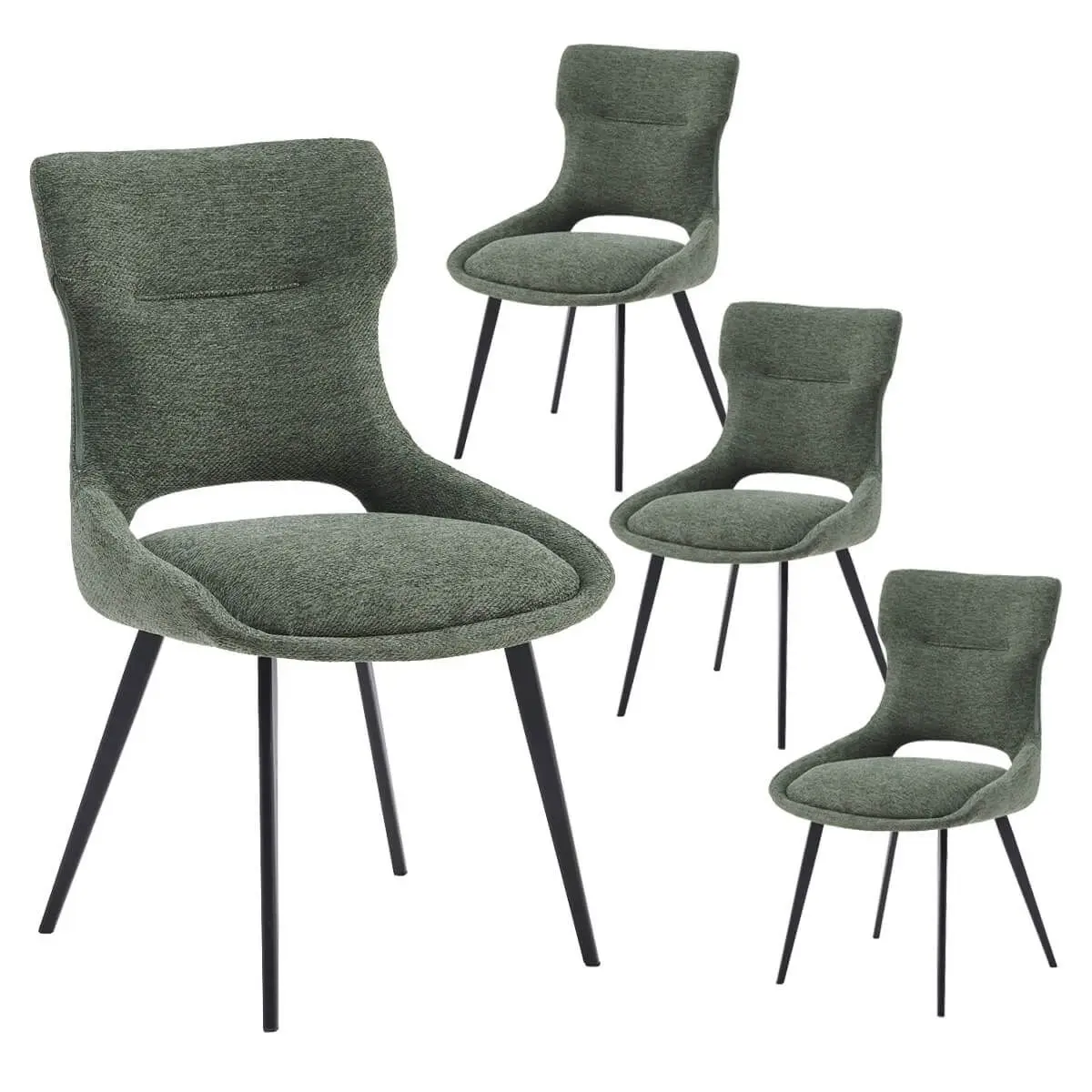 Lot de 4 Chaises Tissu Coloris Vert – AMANDA