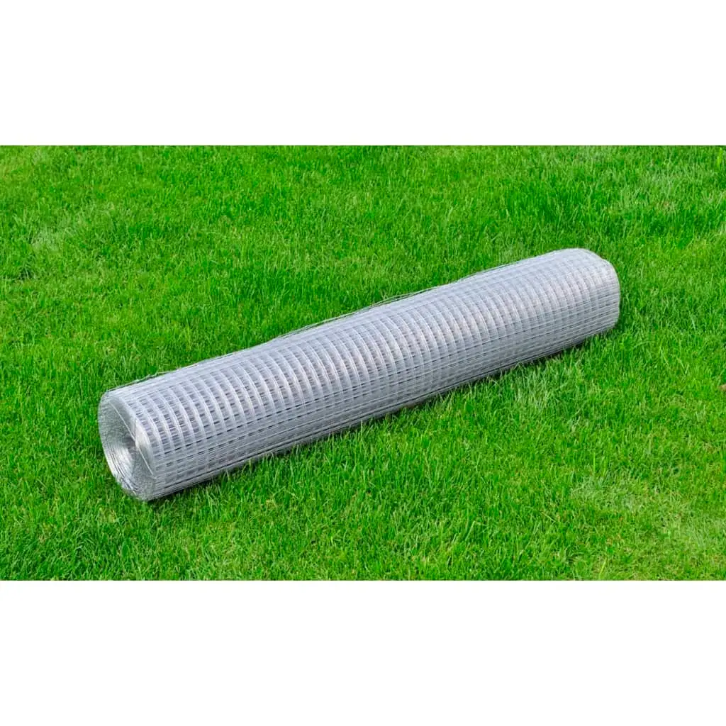 Grillage Soudé Carré Acier Galvanisé 1x25m Volière Clôture Animaux Argenté