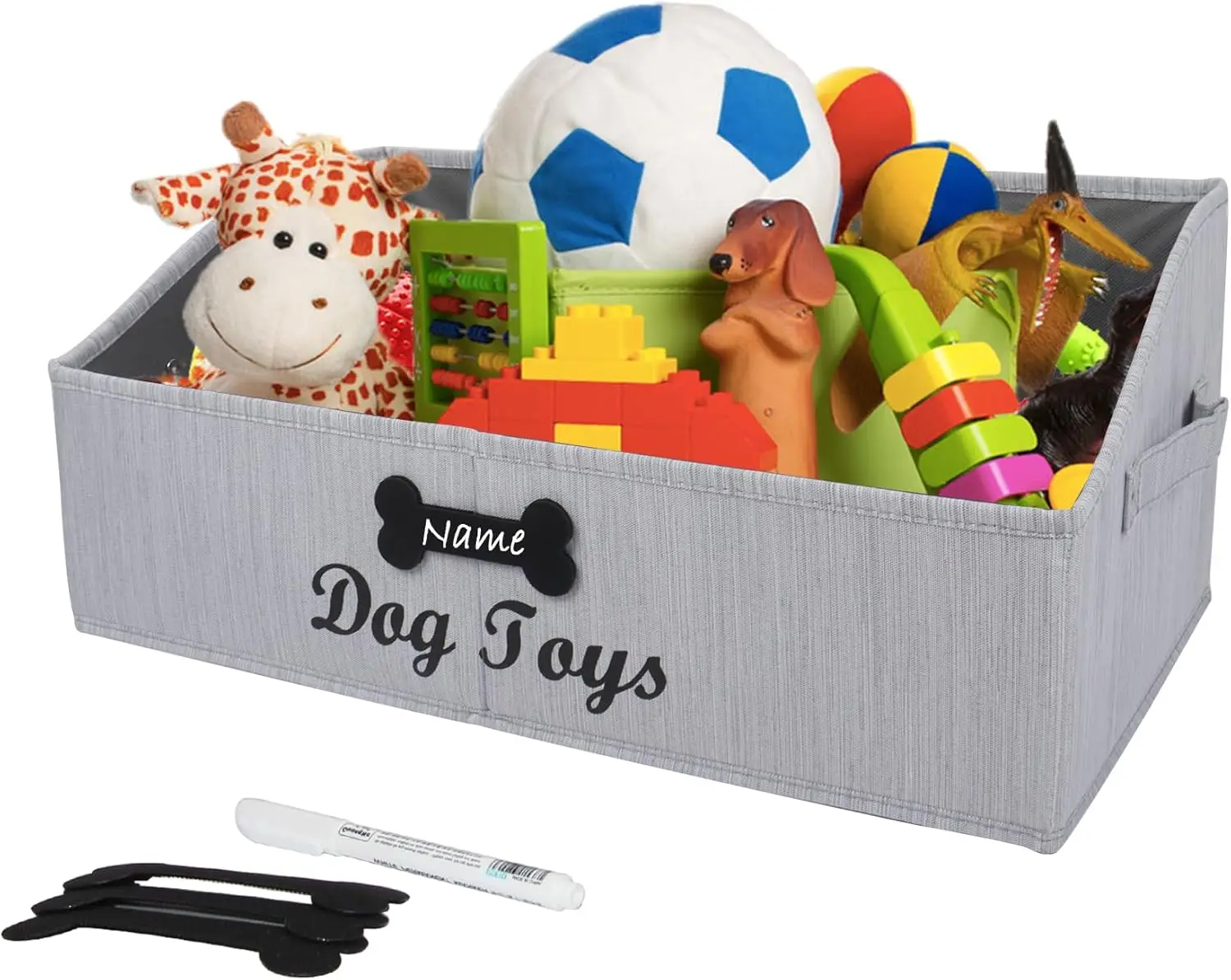 Grand Panier de Rangement pourJouets pour Chien gris
