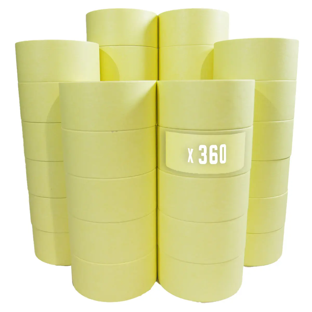 Lot de 360 Rubans de masquage 50 mm x 50 m jusqu’à 80° – Adhésif de masquage jaune pour la peinture TECPLAST
