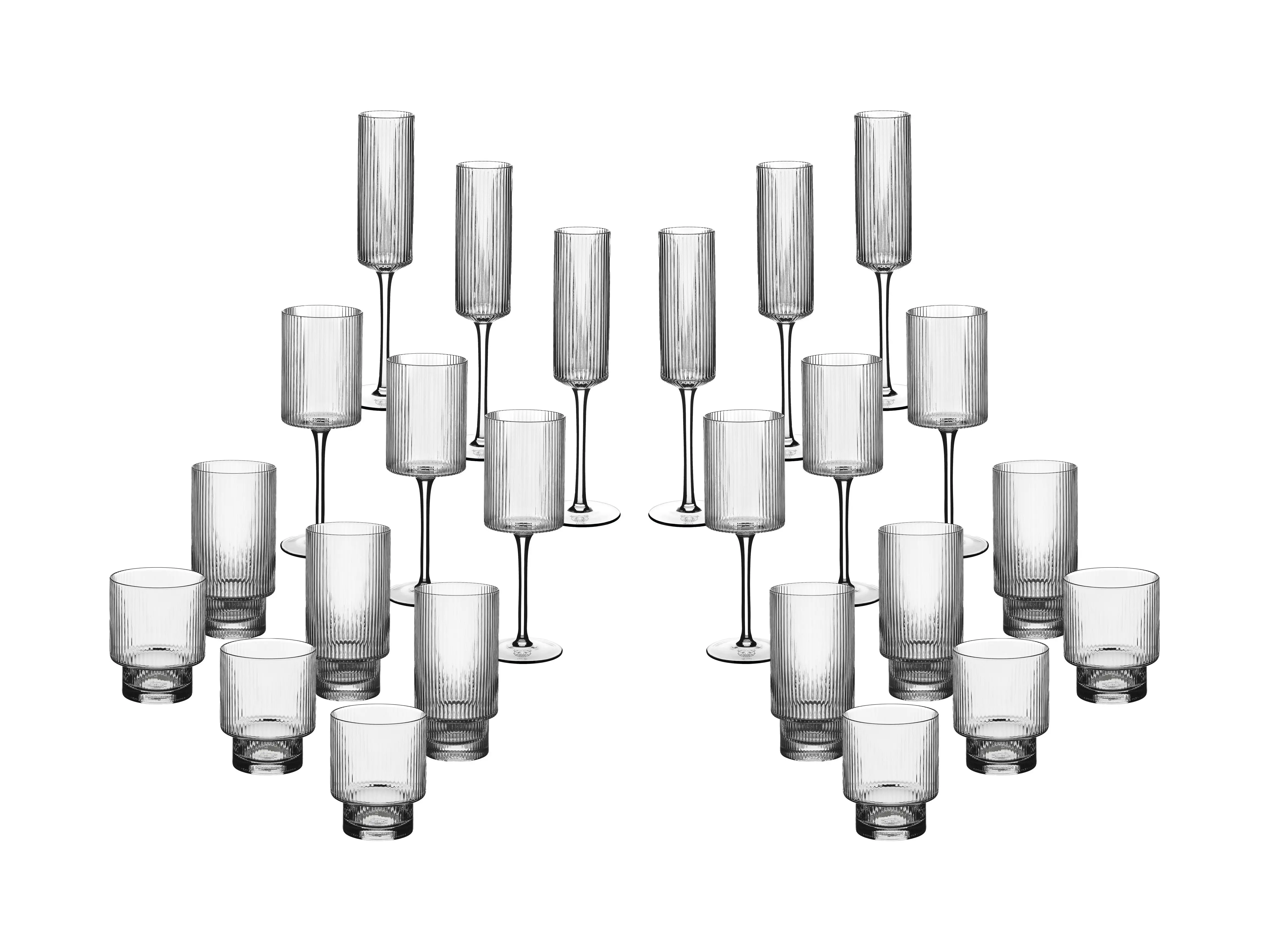Lot de 24 Set Complet en Cristallin (cristal sans plomb) «LINJE», Bjorn