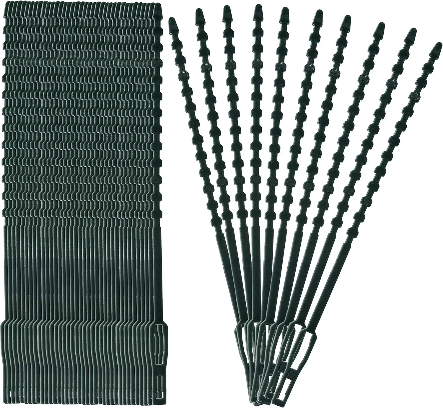 Lot de 40 liens pour arbres, Attaches de Plantes Réglable, 17 cm, Vert Foncé – IntiMeg