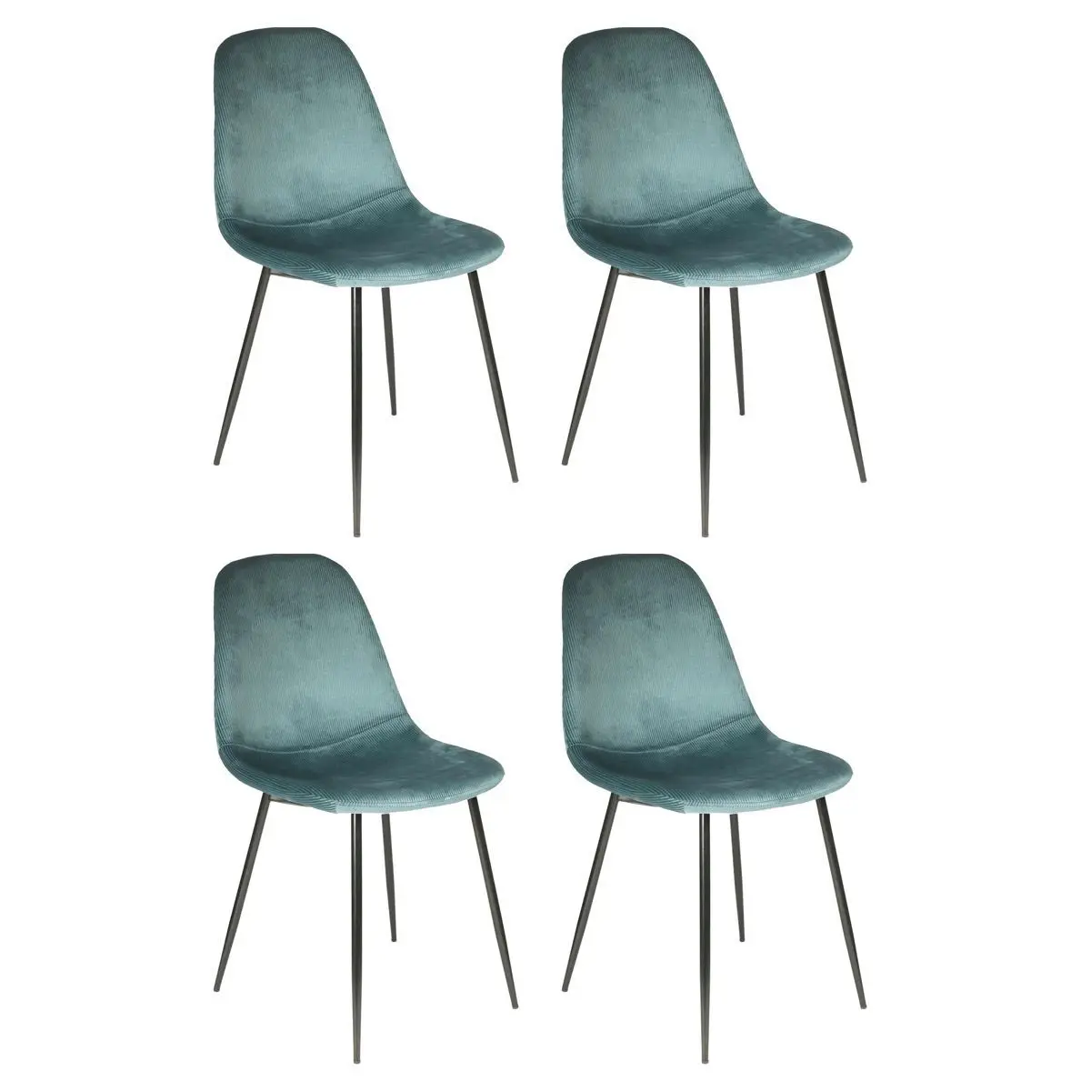 Lot de 4 Chaises Velours «Giulia» 85cm Bleu Canard