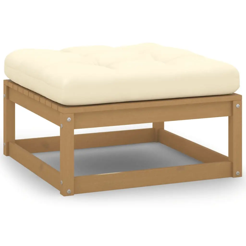 Lot de 2 Repose-pieds de jardin – Ottomans de jardin – Tabourets de jardin avec coussins bois pin massif-JU693