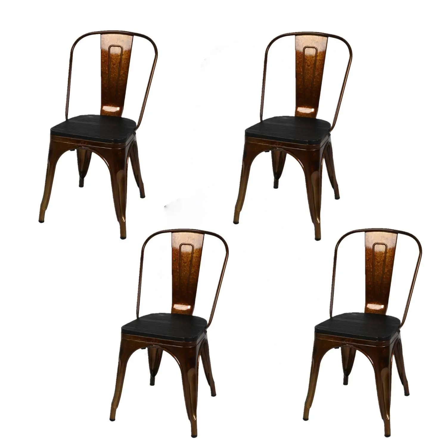 Lot de 4 chaises vintage Liv H84 cm – Doré et noir – Urban Living