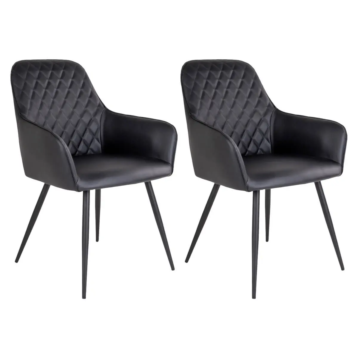 Lot de 2 Fauteuils Simili Noir et Piétement Acier Noir – VIBY