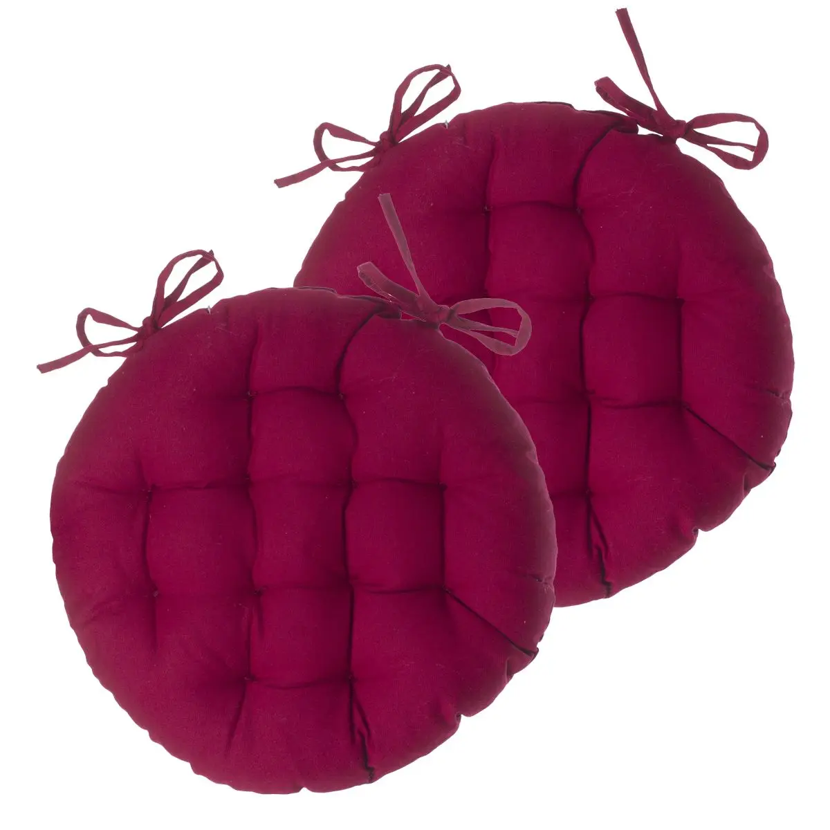 Lot de 2 Galettes de chaise en Coton Rouge D 38 cm
