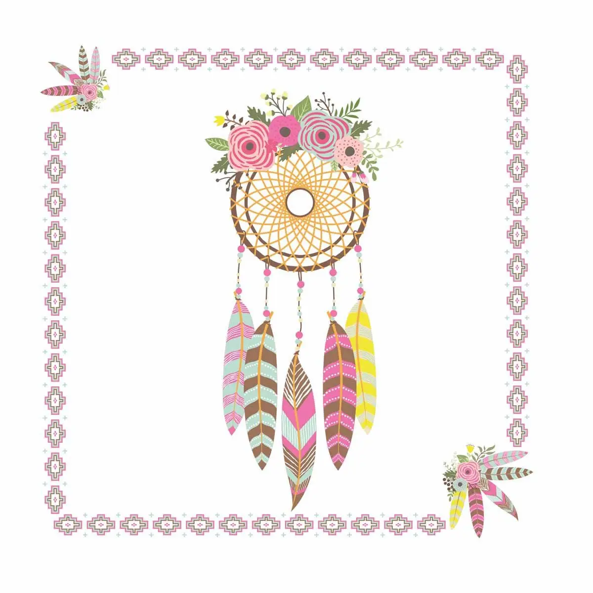 Lot de 20 Serviettes en Papier «Dream Catcher» 33x33cm Blanc