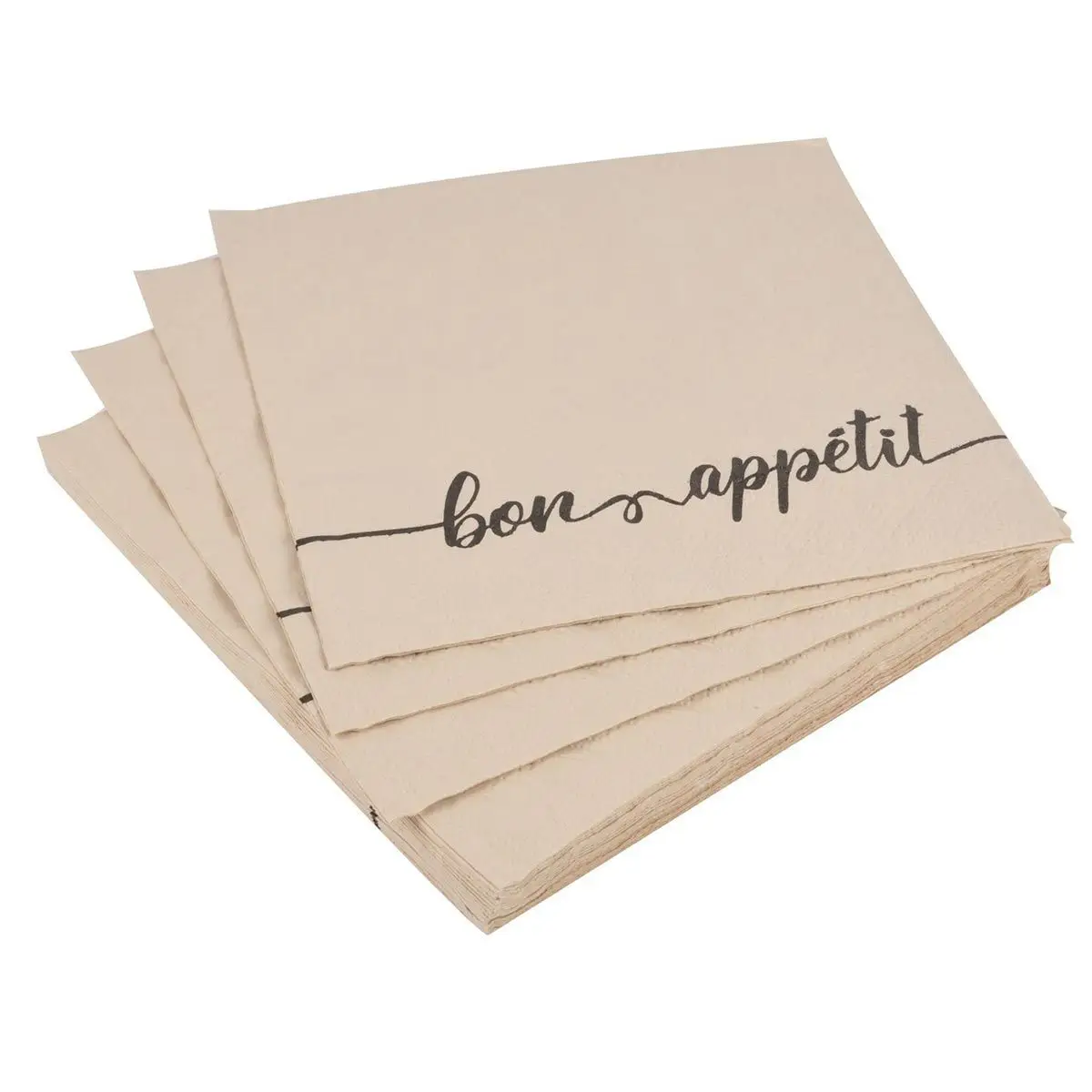 Lot de 20 Serviettes «Vintage Lunch» 33x33cm Naturel