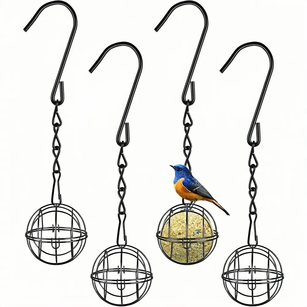 Lot de 4 Mangeoires à Boules de Graisse Noires DtopbuyAge
