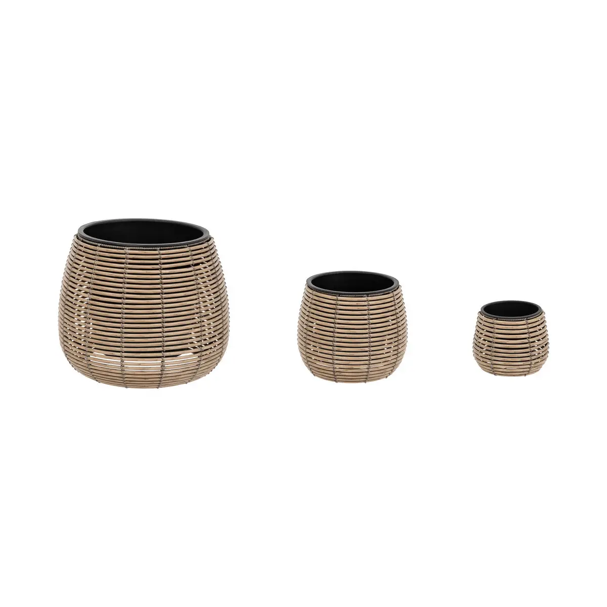 Lot de 3 Cache-pots aspect Rotin D 20 D 29 et D 45 cm