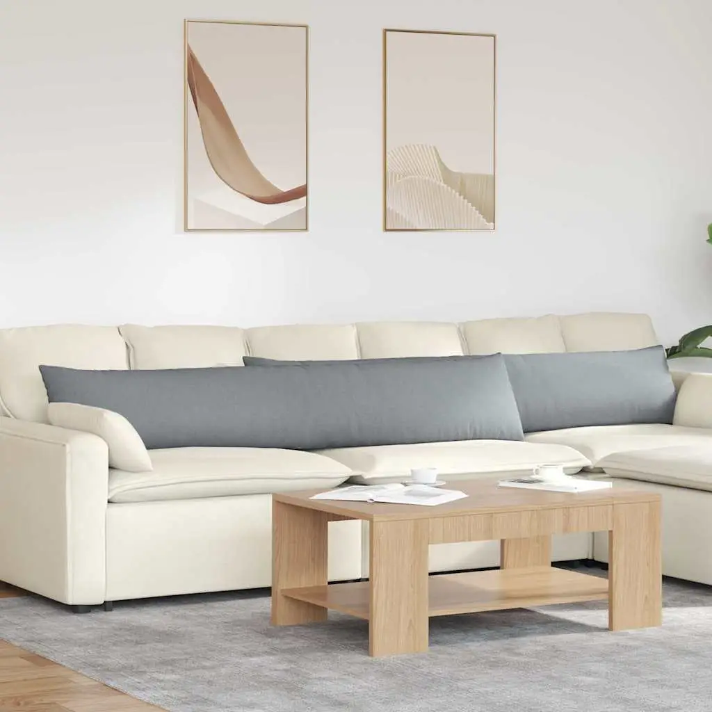 Lot de 2 Grands Coussins de Canapé Tissu Déhoussable pour Salon Intérieur Gris Clair 200 x 40 cm – ComfortXL Outdoor Living