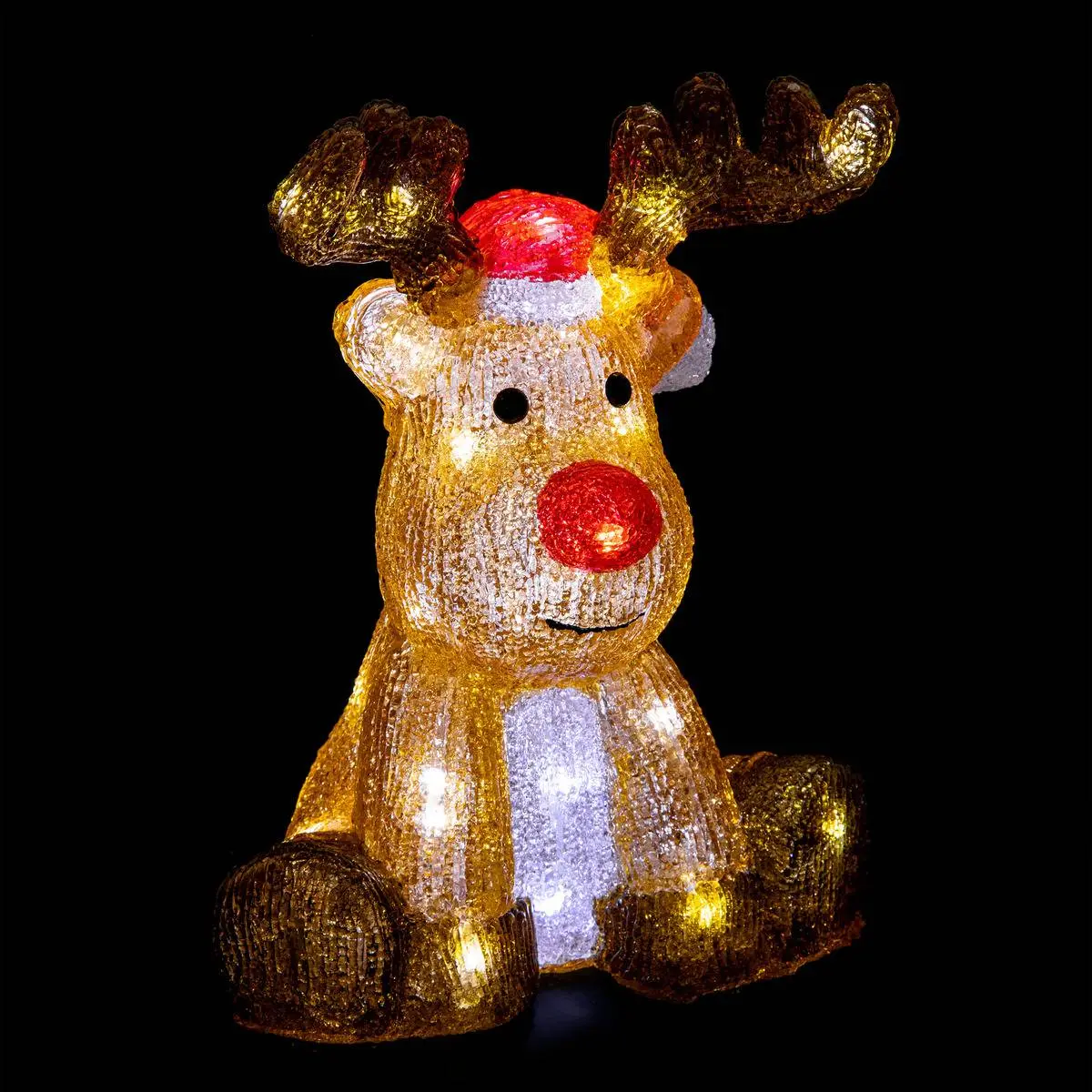 Forme acrylique renne rouge lumineuse 40 LED clignotantes H.30cm extérieur FEERIC LIGHTS & CHRISTMAS