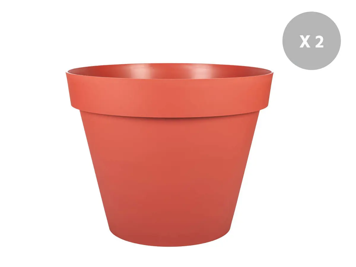 Lot de 2 Pots de fleur rond Toscane Ø 100 x H.79,5 cm – Orange terre battue – Eda